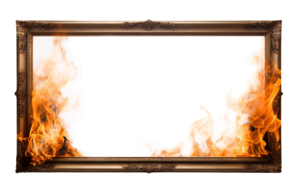 burning photo frame isolated on transparent background Png	