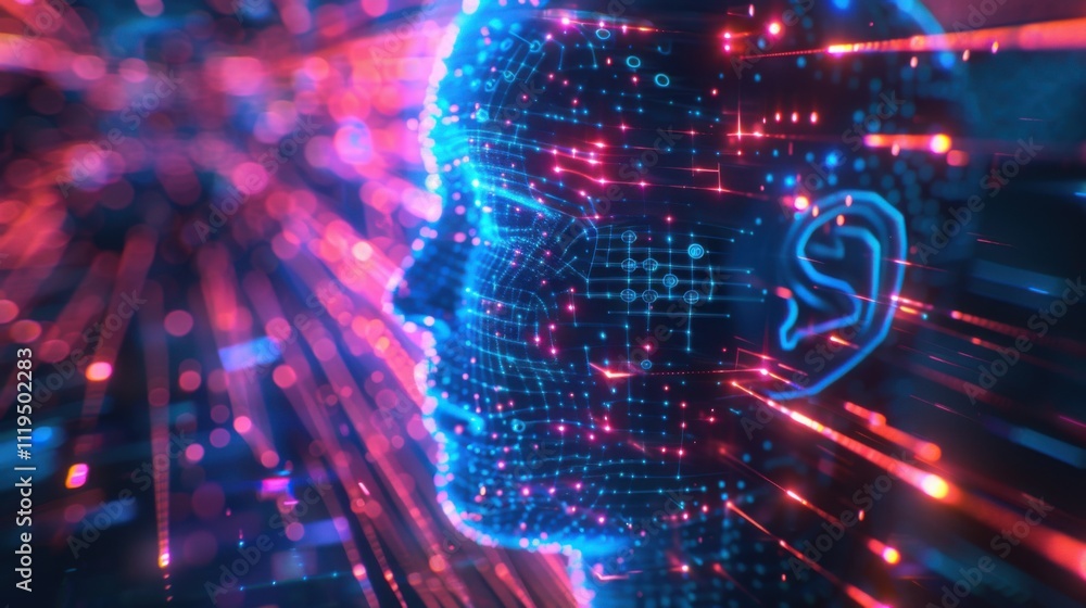 Poster ai artificial intelligence digital network computer technology 3d illustration