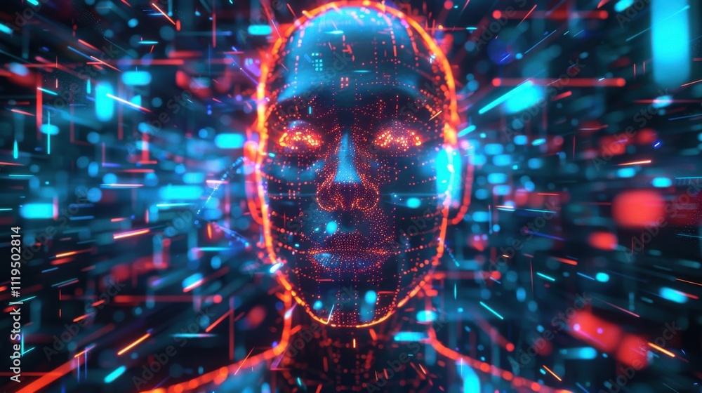 Poster ai artificial intelligence digital network computer technology 3d illustration