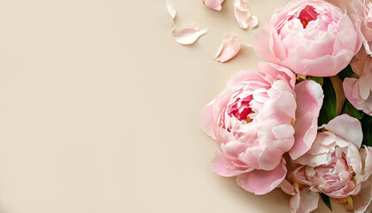 Postcard with a beautiful pink peony flower.