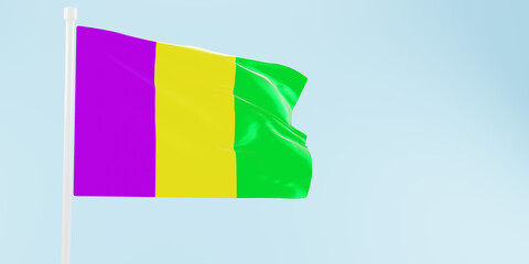Mardi Gras  flag of silk-3D illustration. 3d render.