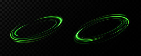 Green neon circle light.Blue glowing rings of light  © blagorodez