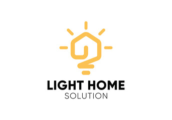 house with lamp logo. creative energy bright house vector design template