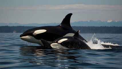 Obraz premium two dolphins jumping