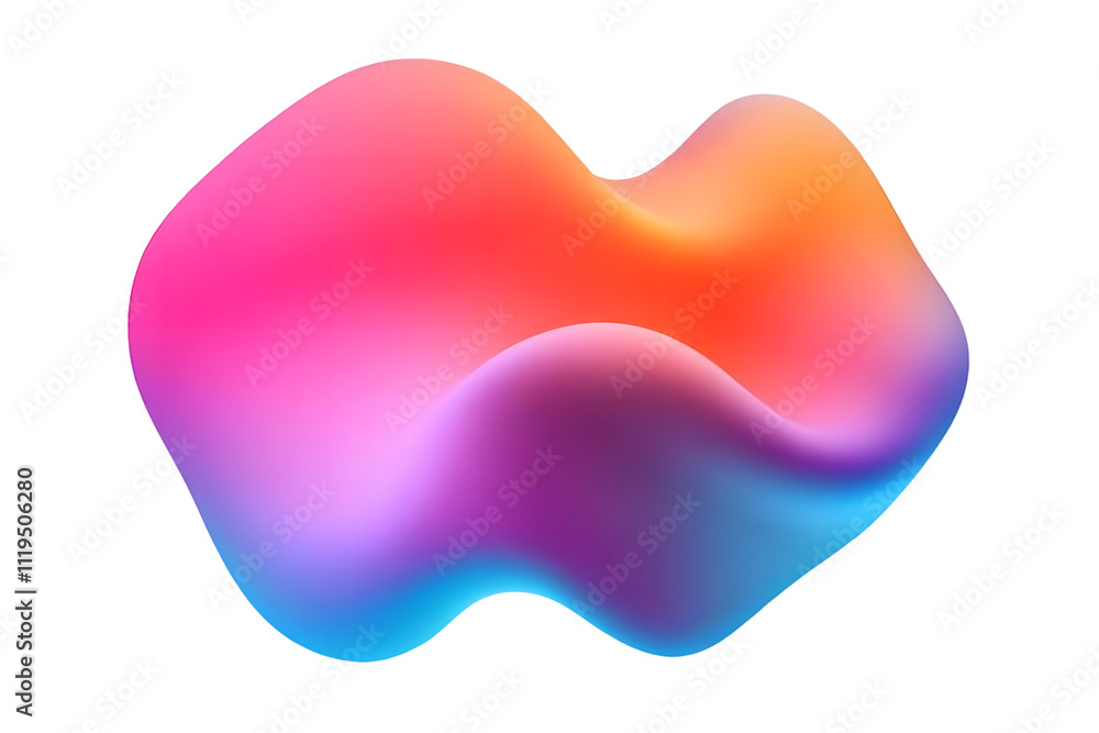 Poster abstract colorful gradient blob shape with a smooth and fluid form, blending vibrant hues of pink, b