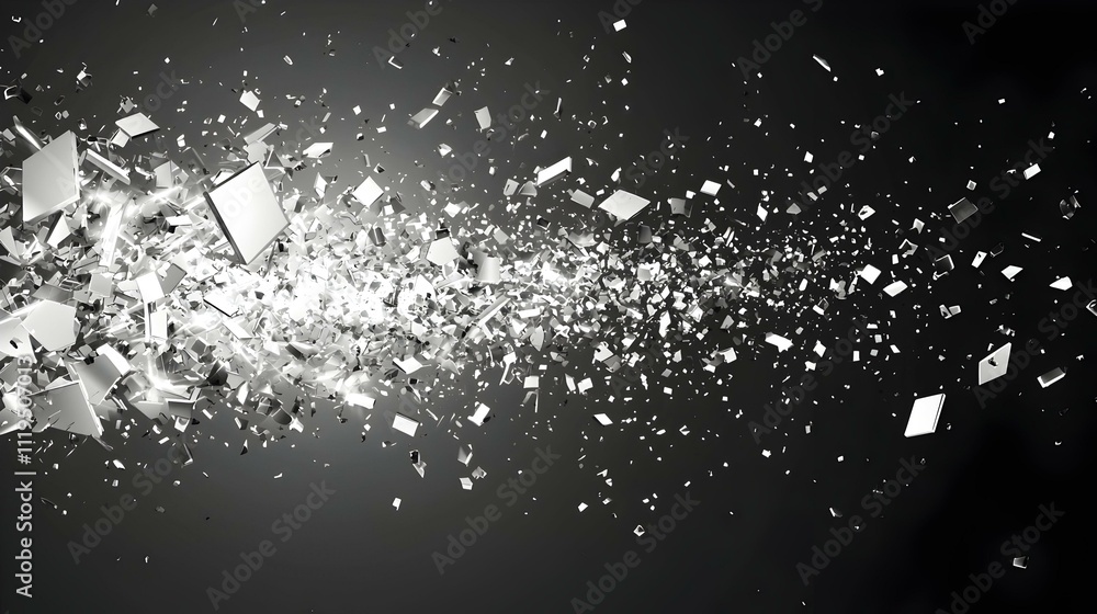 Aufkleber abstract 3d render of exploding metallic fragments. perfect for backgrounds, design elements, or mot