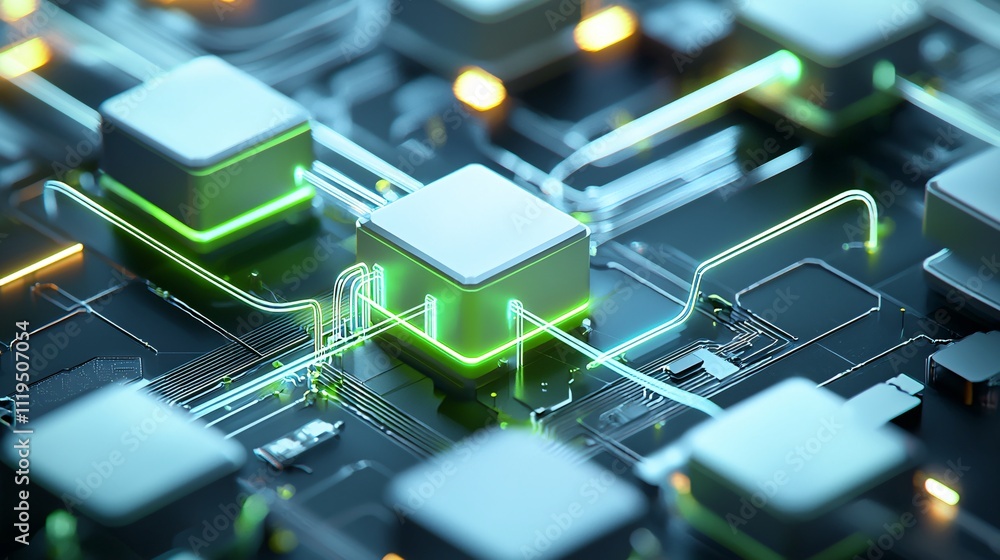 Poster cryptocurrency regulation and blockchain technology concept modern technology circuit board with bri