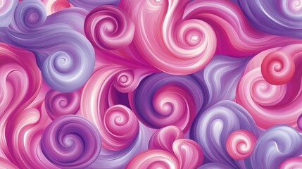 Abstract Swirling Pink and Purple Hues: A Vibrant Digital Art Composition of Intertwined Spirals and Whimsical Curves