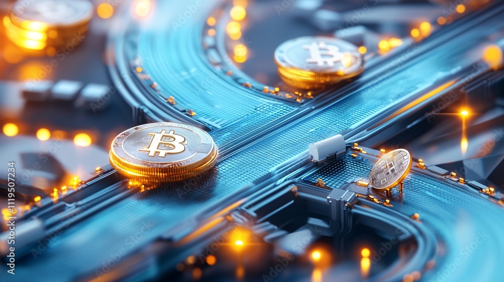 Aufkleber cryptocurrency regulation and blockchain technology concept digital currency concept with bitcoin an