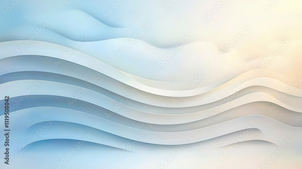 Poster simple background, textured waves in soft blue and beige tones creating a serene abstract background