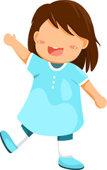 Cute Girl Cartoon is Happy