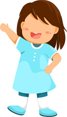 Cute Cartoon Girl Waving Hand