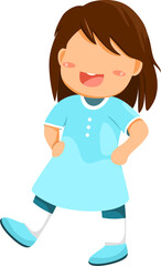 Cute Girl Cartoon with hands on waist