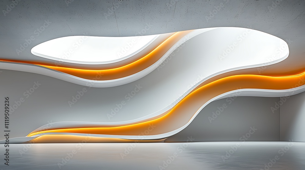 Aufkleber architectural feature dynamic curved wall in a modern minimalist gallery setting
