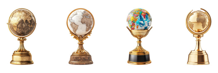 Decorative Globes on Transparent Background