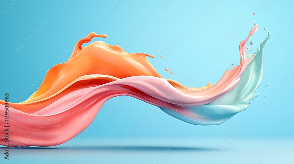 Aufkleber dynamic flow of colorful paint waves in a vibrant abstract art studio environment