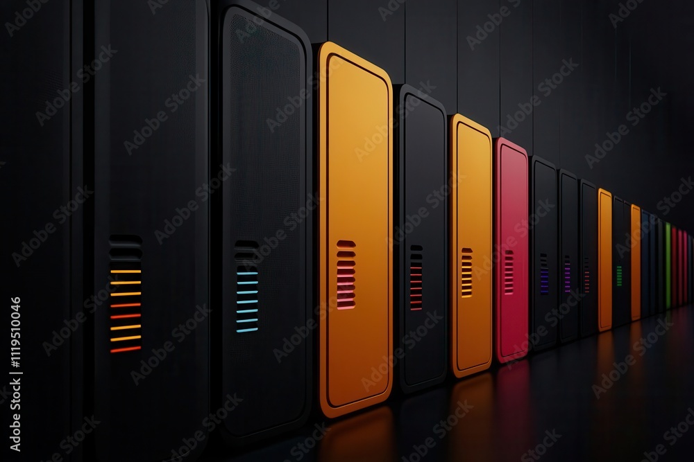 Poster storage management concept. centralized storage hub with itemized organization for fast retrieval, e