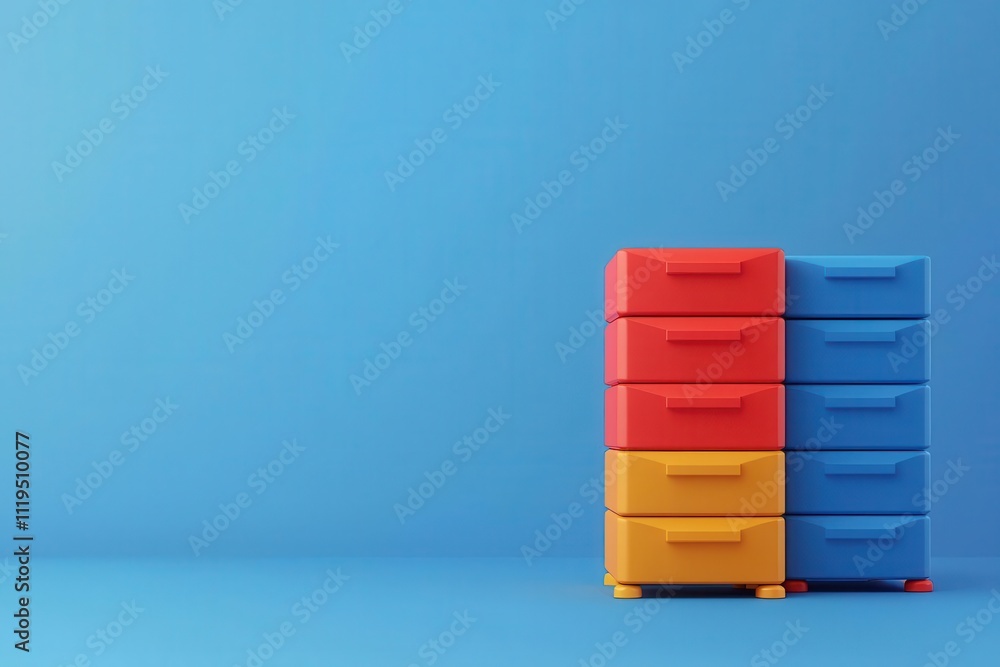 Poster storage management concept. centralized storage hub with itemized organization for fast retrieval, e
