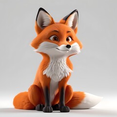 Obraz premium 3d cartoon orange fox in isolated background, generative ai
