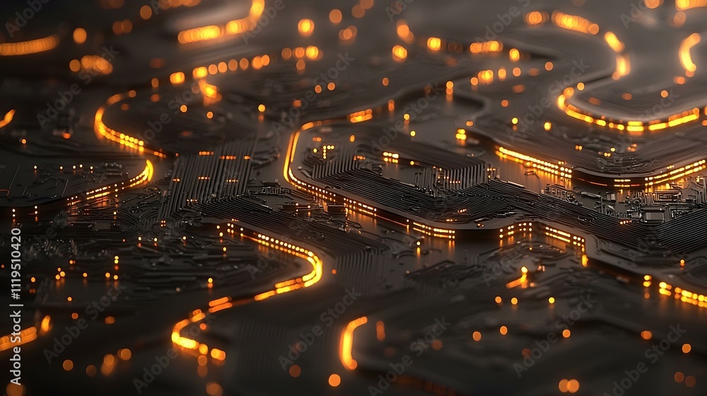 Poster glowing circuit board abstract. high-tech background image perfect for tech, innovation, and futuris
