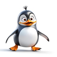 Obraz premium 3d cartoon penguin in isolated background, generative ai