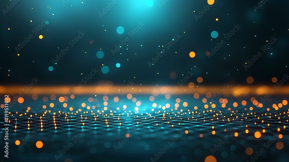 Poster dynamic light particles in a vibrant abstract digital space a futuristic art perspective