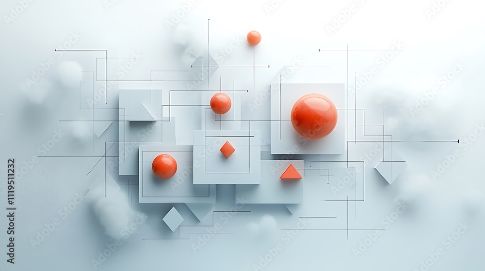 Poster dynamic abstract shapes and lines a modern minimalist art installation in digital space