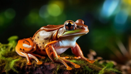 Naklejka premium Close-Up of a Frog in its Natural Habitat