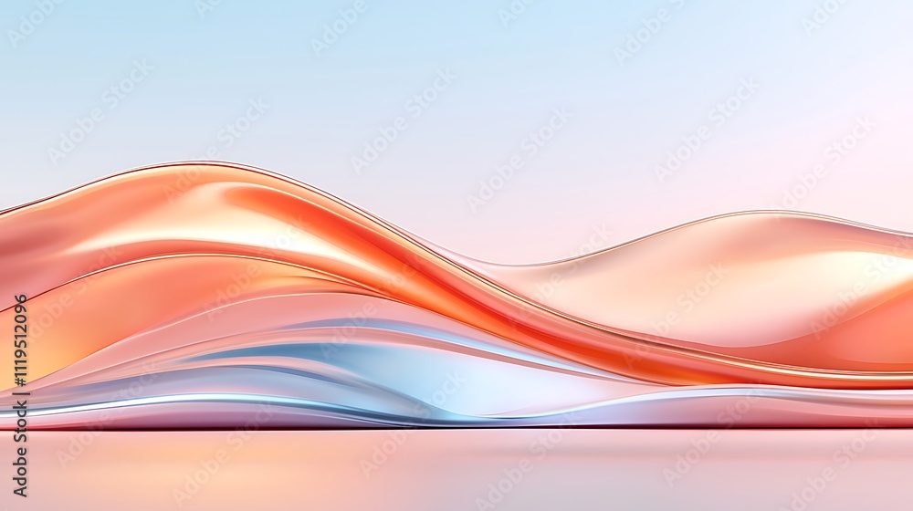 Poster abstract art dynamic waves in soft colors - a modern digital design perspective