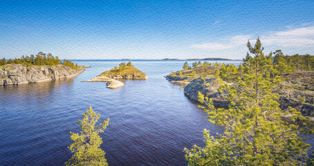 Beautiful blue ocean with a rocky shoreline