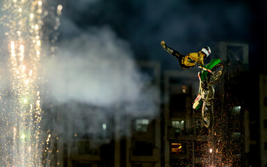 The Biker performing Stunt