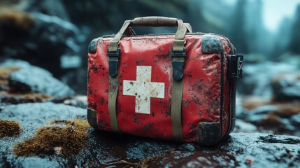 Old Red First Aid Kit, Rocky Terrain.