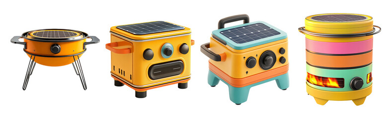 Colorful Kitchen Appliances on Transparent Background