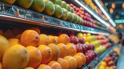 A street fruit store filled with the most delicious exotic and colorful fruits ever seen piled up...