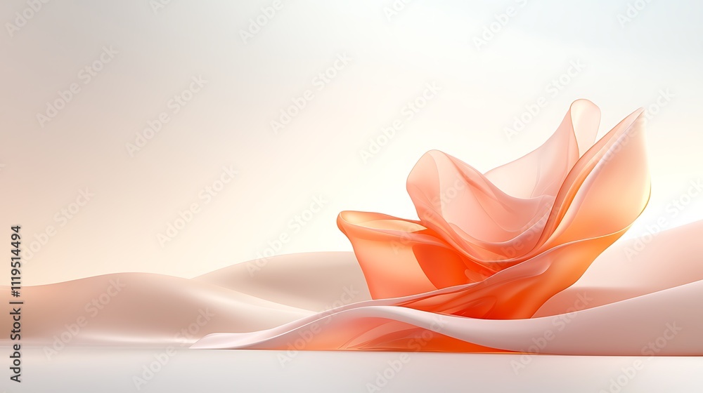 Poster abstract space fluid shape design & minimalist digital art with soft color palette
