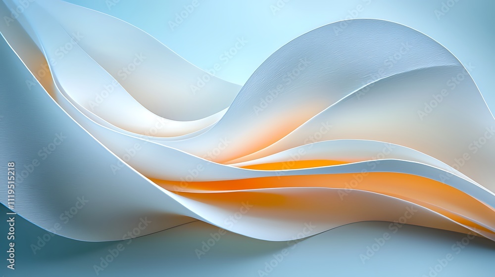 Poster digital art of flowing waves minimalist style with soft colors in abstract representation