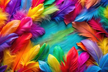 Elegant Background with Colorful Feathers, Soft Textures, and Copy Space for Creative Designs and Branding Projects