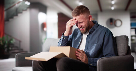 Bad Parcel Box And Sad Man Shopping