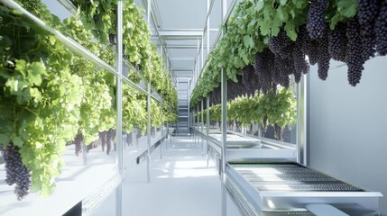 Modern Vertical Grape Farming Greenhouse Interior