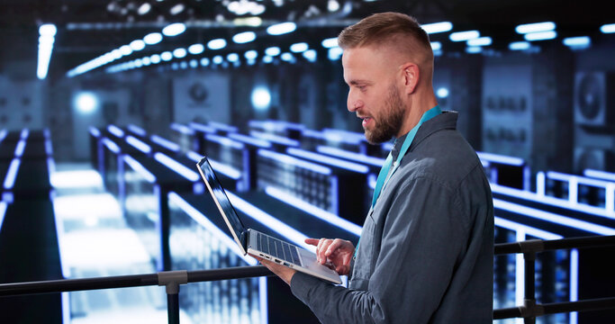 Server Room In Data Center - Powered by Adobe