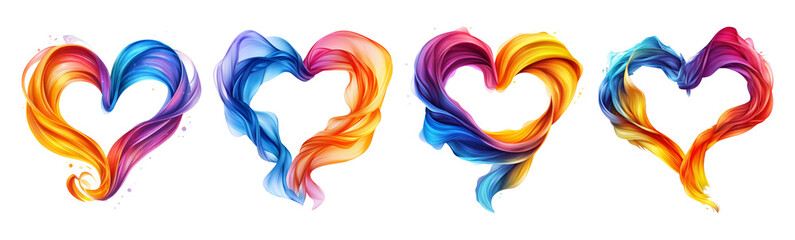 Obraz premium Colorful Heart Shapes on Transparent Background