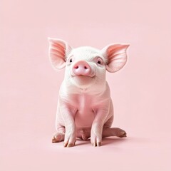 Naklejka premium Cute Piglet with Pink Background, Adorable Farm Animal Expression