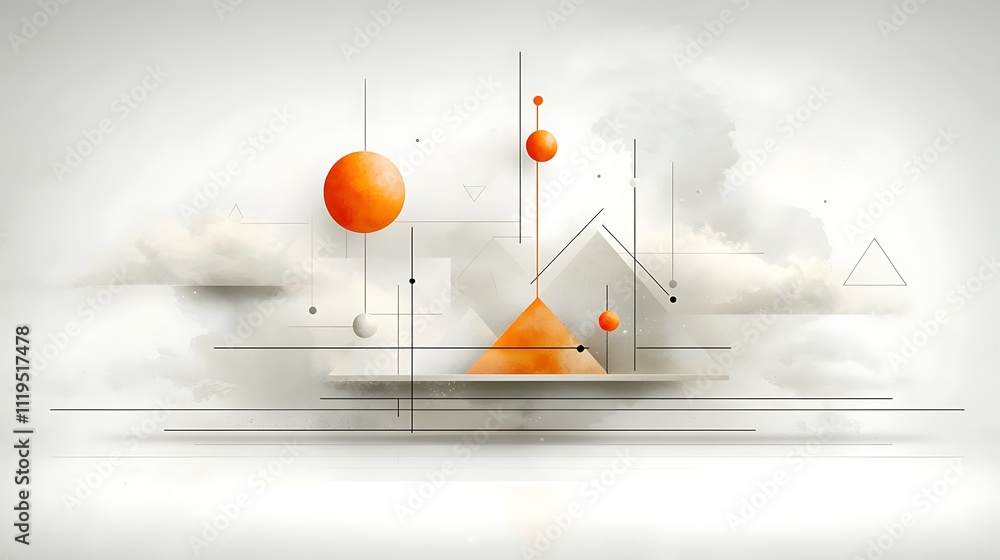Poster abstract art with dynamic geometric shapes and lines a modern minimalist perspective