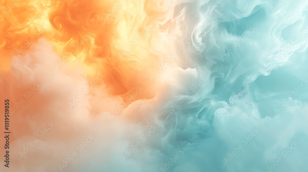 Aufkleber artistic viewpoint of dynamic colorful clouds in a bright digital abstract environment