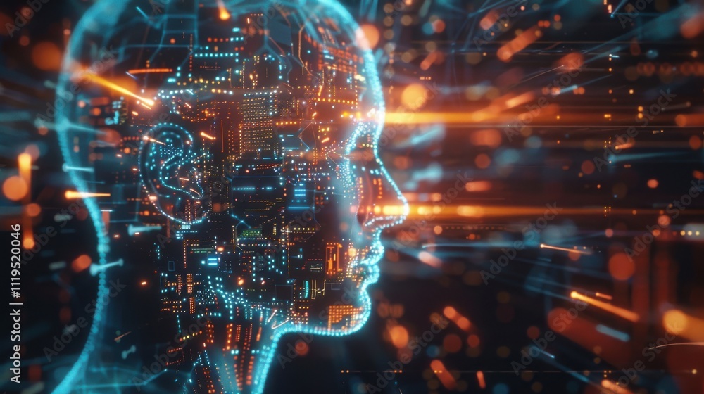 Poster artificial intelligence (ai), machine learning and modern computer technologies concepts. business, 