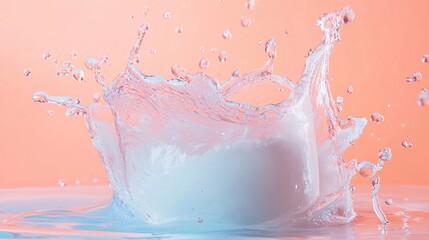 Crown-shaped water splashing on peach background