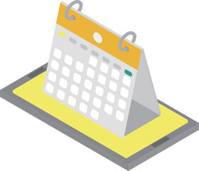 アイソメトリックな卓上カレンダーとスマートフォンのイラスト