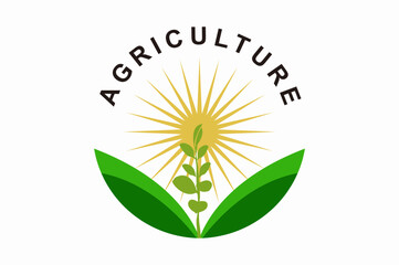 Planting food crops and vegetables, logo design illustration