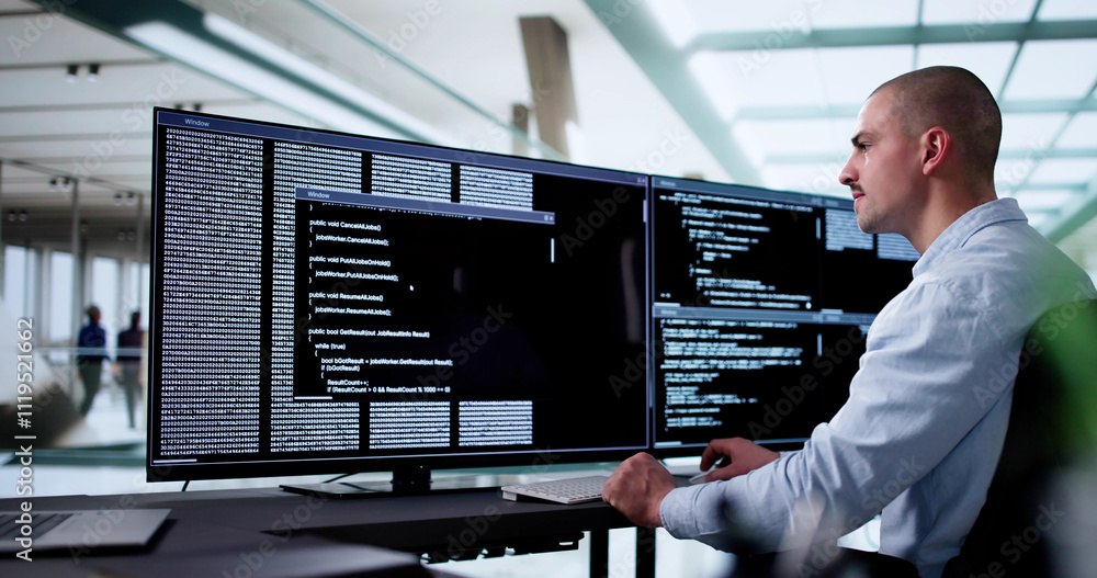 Poster Web Developer Coding On Computer