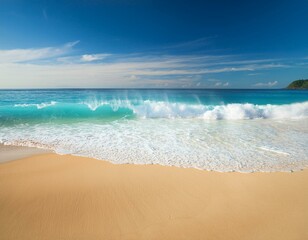Fototapeta premium Generated ibeautiful sandy beach and soft blue ocean wavemage